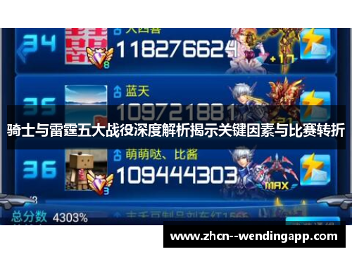骑士与雷霆五大战役深度解析揭示关键因素与比赛转折